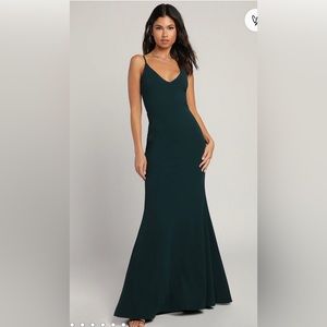 NWT Lulu’s Infinite Glory Forest Green Gown, Size Small